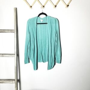 CROFT & BARROW TEAL GREEN OPEN FRONT CARDIGAN SIZE MEDIUM